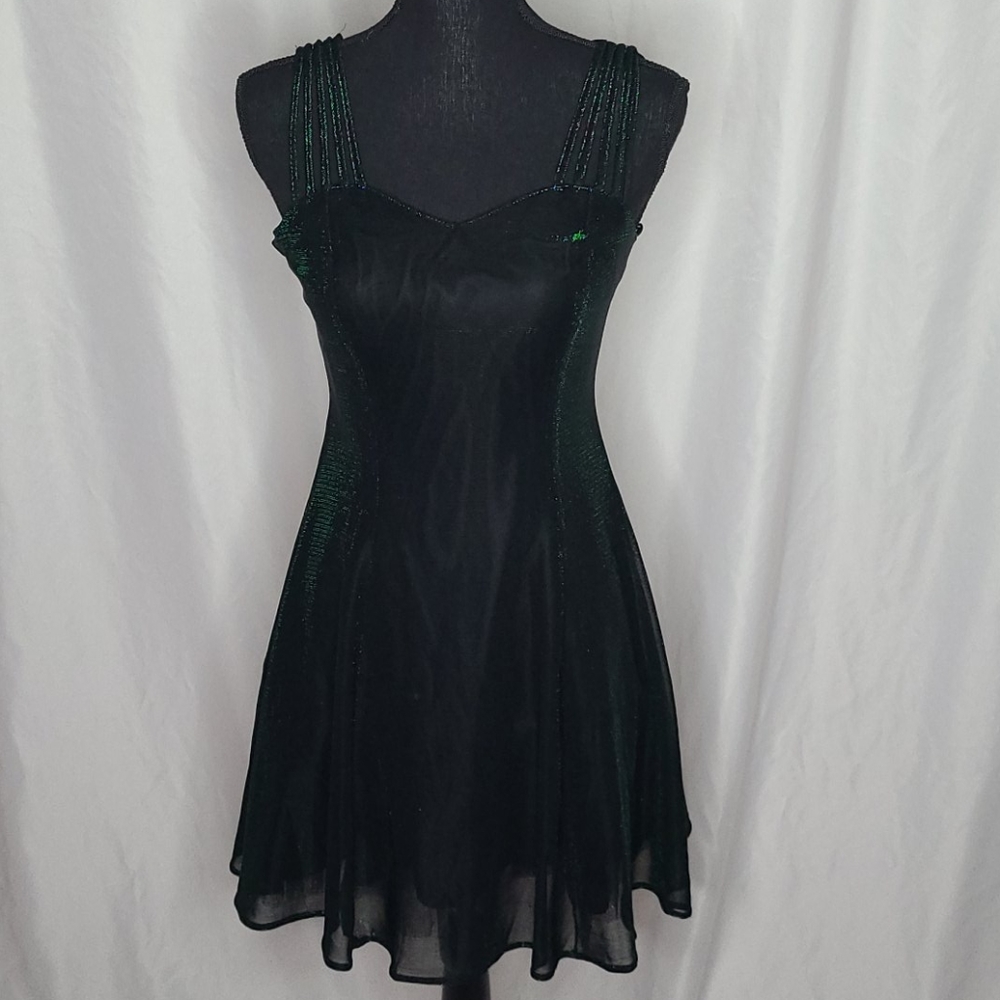 All That Jazz Green black shimmer cocktail dress